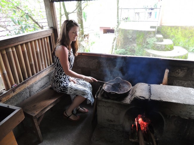 Lauren Roasting Coffee by Hand