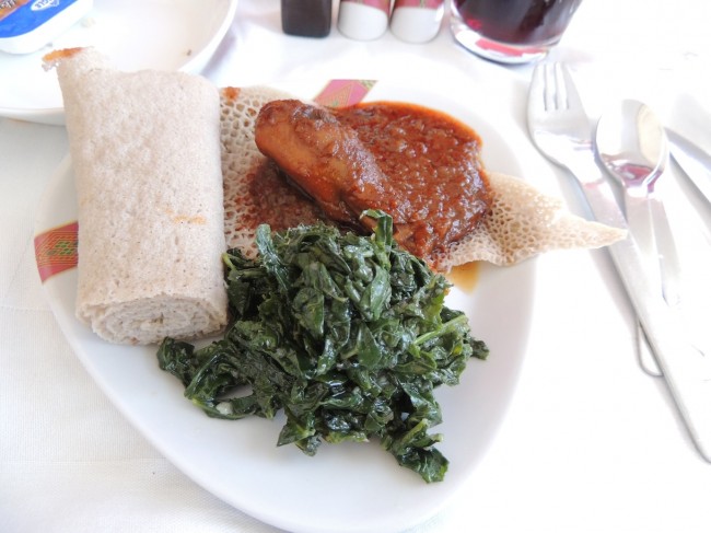 Chicken and Kale Injera