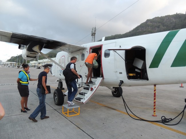 Boarding Air Seychelles flight to Praslin