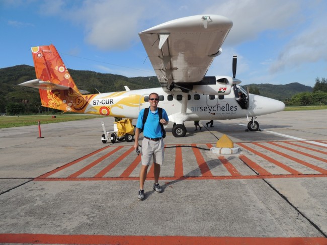 Boarding Air Secyhelles Flight back to Mahe