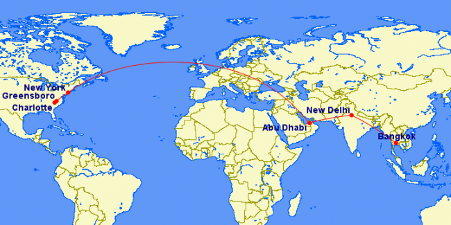 Return Flights: Bangkok to Greensboro